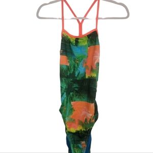 NWOT Speedo Brand Tropical Scoop Back One Piece Bathing Suit Women's Size 14